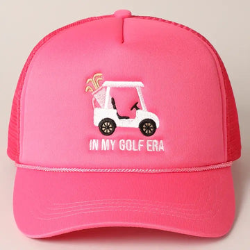 New Golf Cart and in My Golf Era Embroidery Trucker Hat - 0