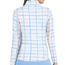 New Ibkul Long Sleeve Zip Mock Neck Cordova White/Peri Size XXL MSP $100 - 0