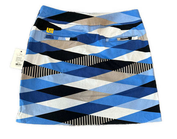 Loudmouth Blue, Black & White Diamonds Print Golf SKort Size 4 MSp$99