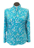 Ibkul Teal Geometric Patterned Women's Pullover Size XL MSP$91-1