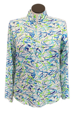 Ibkul Blue & Green Patterned Women's Pullover Size XL MSP$91