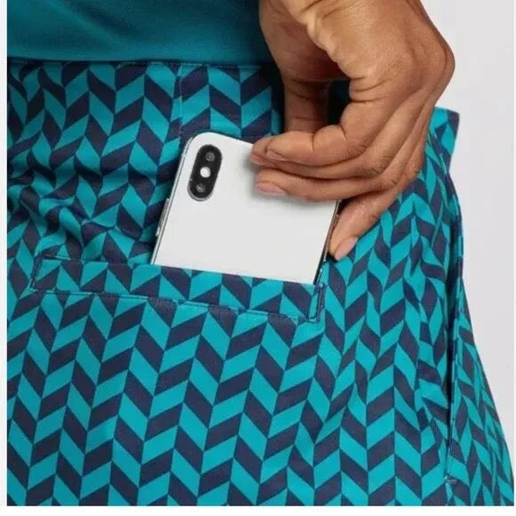 Lady Hagen Teal & Navy Herringbone Golf Skort Size 16