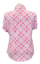 Ibkul Pink Geometric Floral Patterned Women's Short Sleeve Size XL MSP$91-2