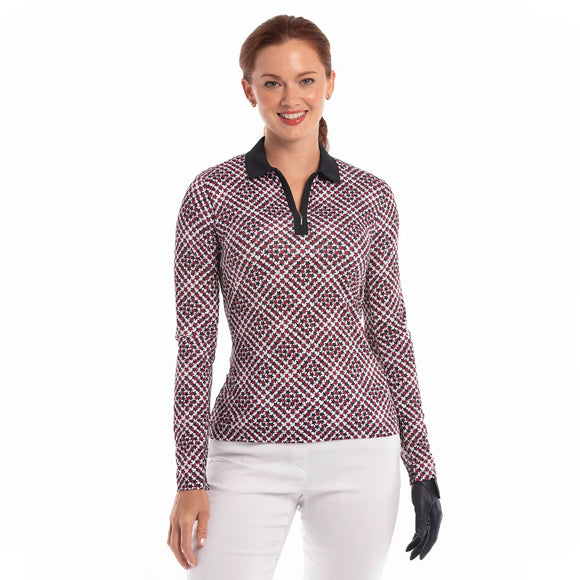 New EP NY Long Sleeve Stars Houndstooth Golf Sunshirt Size M MSP$97