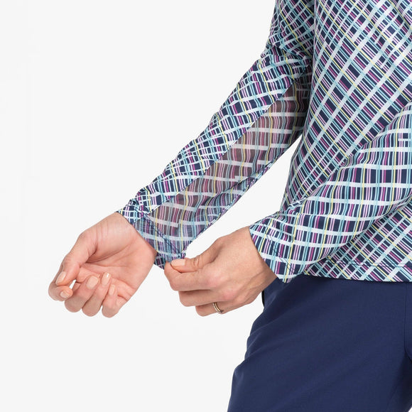 New EP NY Longsleeve Multi Plaid Print Sunshirt - Inky Multi Size M MSP$97