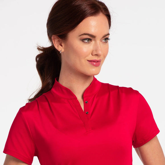 New EP NY Claret Cap Sleeve Covered Snap Placket Golf Polo Size M MSP$84