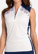 New EP NY Sleeveless Paisley Contrast Golf Polo Size M. MSP$84-1