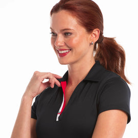 New EP NY Cap Sleeve Crossover Placket Polo - Navy Size M MSP$84 - 0