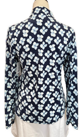 Adair Active Navy Floral Print 1/4 Zip Mock Sun Shirt Size M MSP $98 - 0