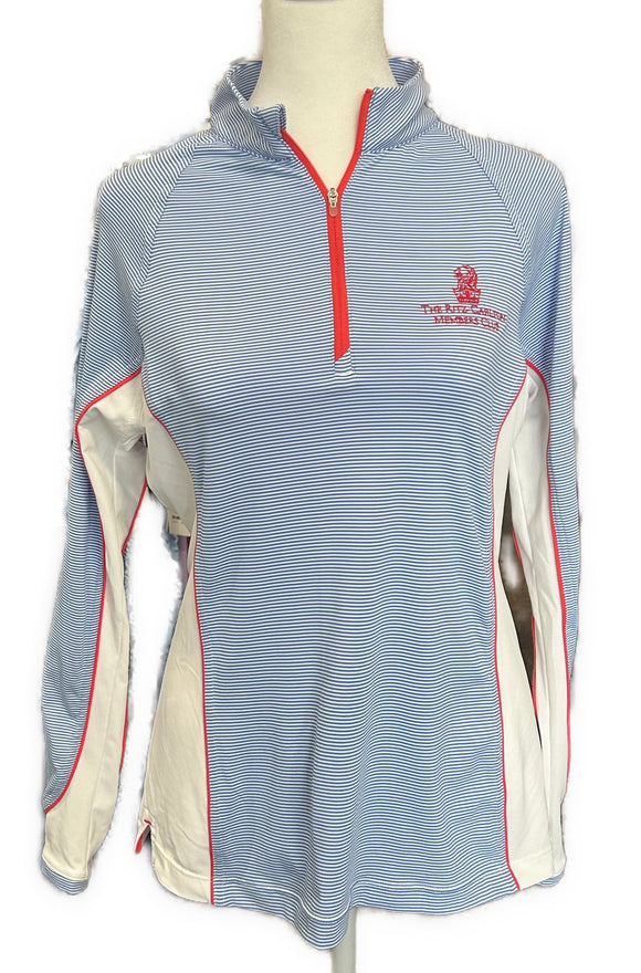 Peter Millar Women's Blue Striped Pullover w/ Red Trim & Logo Size S MSP$130