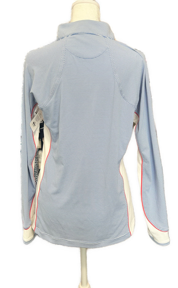 Peter Millar Women's Blue Striped Pullover w/ Red Trim & Logo Size S MSP$130