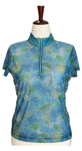 New EP NY Women's Cap Sleeve Tie Dye Mum Floral Print Goilf Top Size M MSP$88