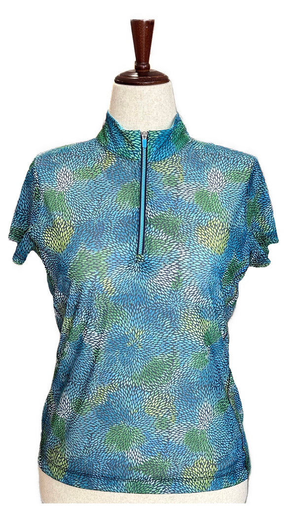 New EP NY Women's Cap Sleeve Tie Dye Mum Floral Print Goilf Top Size M MSP$88