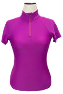 Tzu Tzu Lucy Short Sleeve Magenta Zip Golf Top Size S MSP$110-1