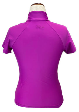 Tzu Tzu Lucy Short Sleeve Magenta Zip Golf Top Size S MSP$110 - 0