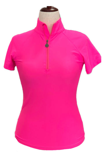 Tzu Tzu Women's Lucy Short Sleeve Zip Golf Top Size S MSP$110
