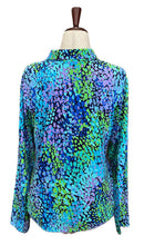 New Ibkul Women's Naomi Long Sleeve Print Zip Golf Sunshirt - Blue MSP$100-2