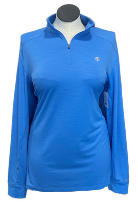 Coolibar Solid Blue Long Sleeve Sun Shirt Size L MSP $85