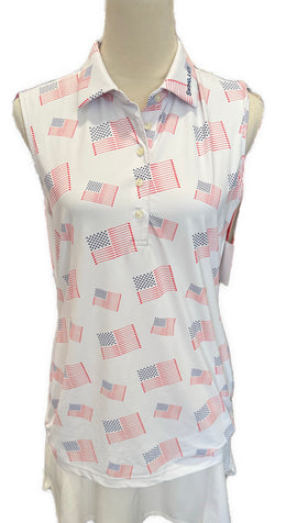 Swing Juice Women's Flag Sleeveless Golf Polo Size L MSP$88 - 0