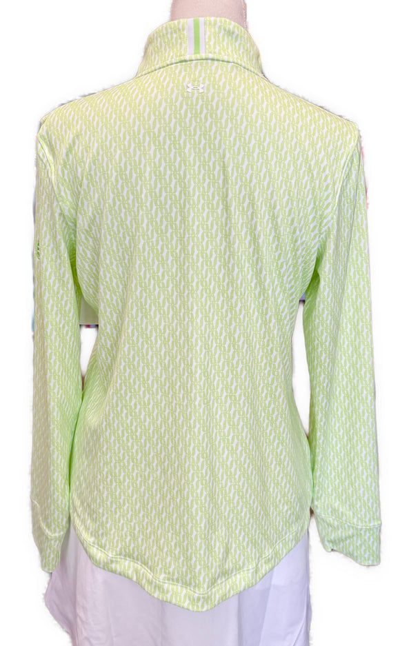 New Women's Under Armour Lime Print Playoff Zip Pullover Size M MSP$85