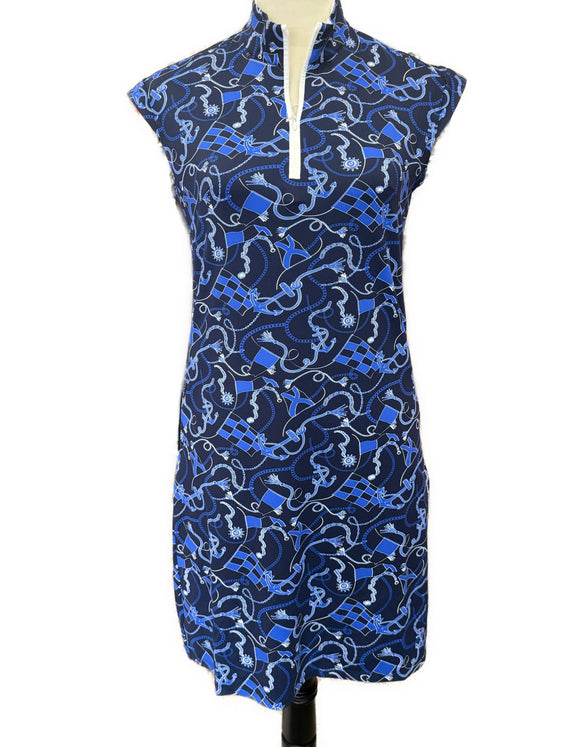 New San Soleil Solstyle Sleeveless Golf Dress - Sailing Print MSP$140