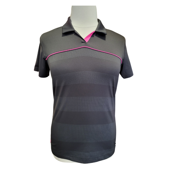 Women's Adidas Black & Pink Golf Polo Size L