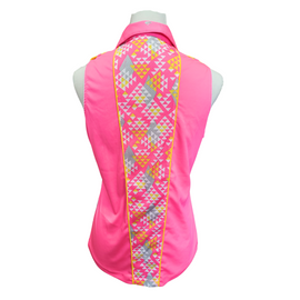 Golf American Neon Pink, Gray & Yellow Geometric Triangle Print Sleeveless Top Size M - 0