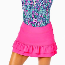 Lilly Pulitzer Luxletic Hot Pink Ruffled Tennis Skort Size L MSP$88