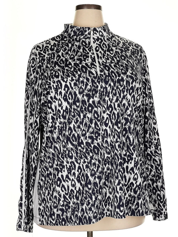 Tail White Label Navy & White Animal Print Pullover Size 3X