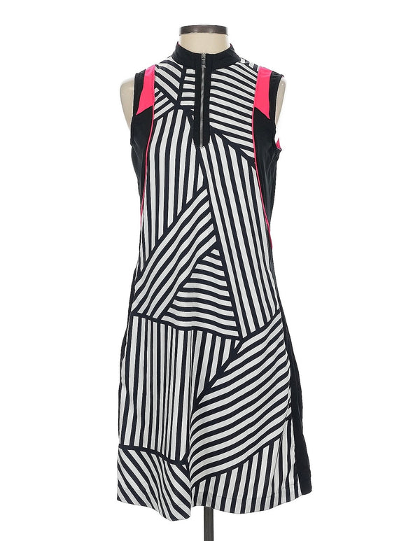 Tail Activewear Black & White Striped Sleeveless Golf Dress Size S MSP$110