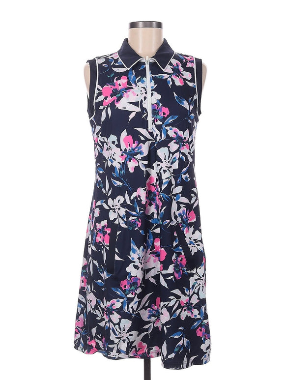 Jofit Navy, White & Pink Floral Sleeveless Golf Dress S MSP$100
