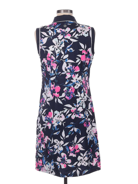 Jofit Navy, White & Pink Floral Sleeveless Golf Dress S MSP$100