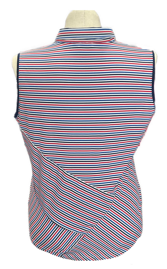 Lady Hagen Patriotic Stripe Sleeveless Golf Polo Size XL
