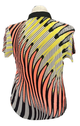 Jamie Sadock Women's Yellow, Black & Peach Crinkle Golf Top Size M MSP$95 - 0