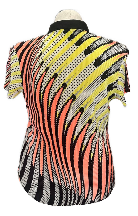 Jamie Sadock Women's Yellow, Black & Peach Crinkle Golf Top Size M MSP$95