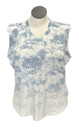 Lady Hagen Ivory & Slate Floral Sleeveless Golf polo Size XL