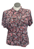 Moneterey Club Coral & Black Print Golf Top Size XL-1