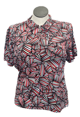 Moneterey Club Coral & Black Print Golf Top Size XL