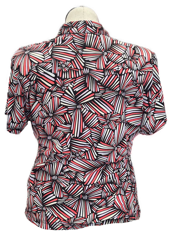 Moneterey Club Coral & Black Print Golf Top Size XL