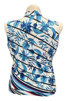 Tail White & Blue Palm Print w/ Stripes Sleeveless Golf Top Size XL MSP$92-2