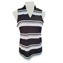 Women's Puma Cloudspun Black w/White Stripe V-neck Mini Mock Sleeveless Golf Top Size M MSP$65-5
