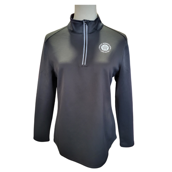 Women's Short Par 4 Black 1/4 Zip Mock Neck Long Sleeve Pullover Size M