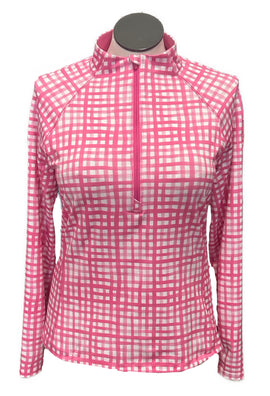 Vineyard Vines Pink & White Gingham Women's Pullover w/Logo Size L