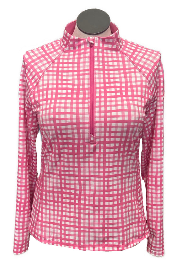 Vineyard Vines Pink & White Gingham Women's Pullover w/Logo Size L