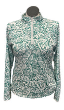 Lady Hagen White & Green Tropical Leaf Patterned Women's Golf Pullover Size L-1