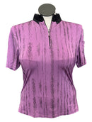 Jamie Sadock Purple Patterned Women's Short Sleeve Golf Top w/Black Accents Size M-1