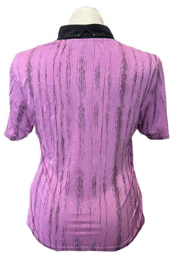 Jamie Sadock Purple Patterned Women's Short Sleeve Golf Top w/Black Accents Size M