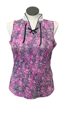 Jofit Purple & White Patterned Women's Sleeveless Golf Top Size M-1