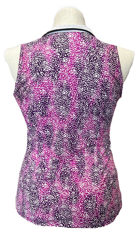 Jofit Purple & White Patterned Women's Sleeveless Golf Top Size M - 0