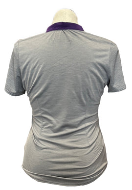 Jofit Heathered Gray Women's Short Sleeve Polo w/Purple & White Accents Size M - 0